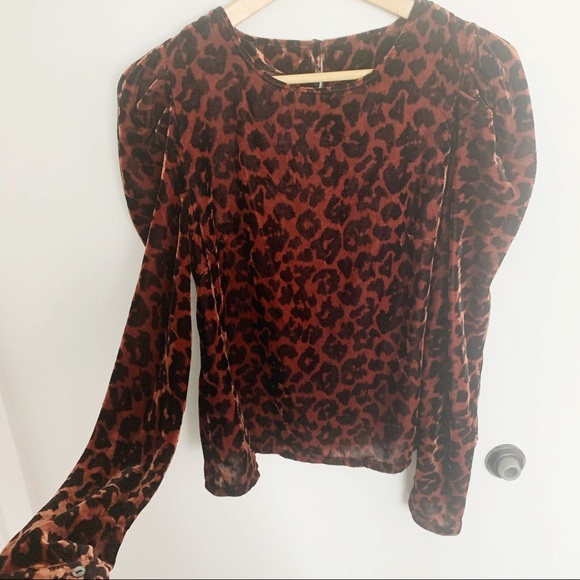 NWT Dolan  leopard print velvet blouse - Picture 3 of 8